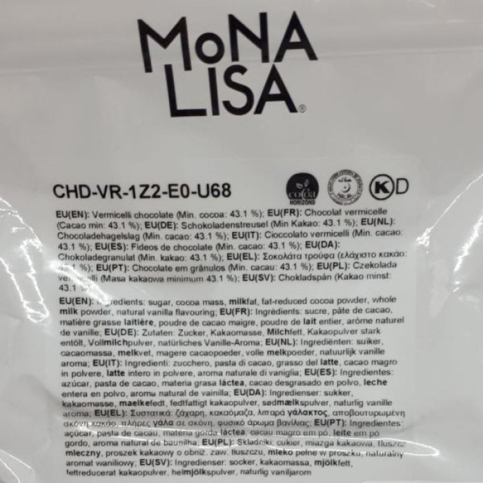 Вермишель Темний шоколад Dark Mona Lisa Callebaut, 100 г Вермишель Темний шоколад Dark Mona Lisa Callebaut, 100 г