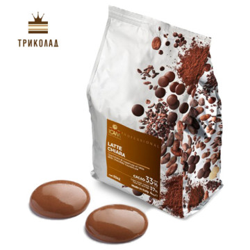 Шоколад молочний кувертюр Latte Chiara 33%, Icam, Італія, мішок 4 кг
