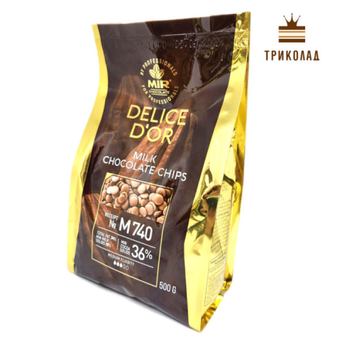 Шоколад молочний 36% диски М740 ТМ Delice D'or (MIU 3634-02) пачка 0,5 кг Шоколад молочний 36% диски М740 ТМ Delice D'or (MIU 3634-02) пачка 0,5 кг