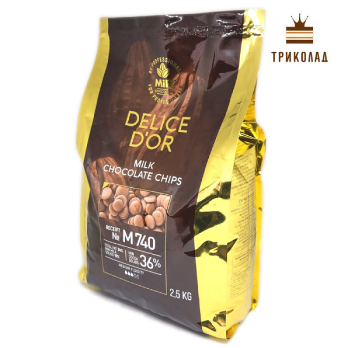 Шоколад молочний 36% диски М740 ТМ Delice D'or (MIU 3634-02) пачка 2,5 кг Шоколад молочний 36% диски М740 ТМ Delice D'or (MIU 3634-02) пачка 2,5 кг