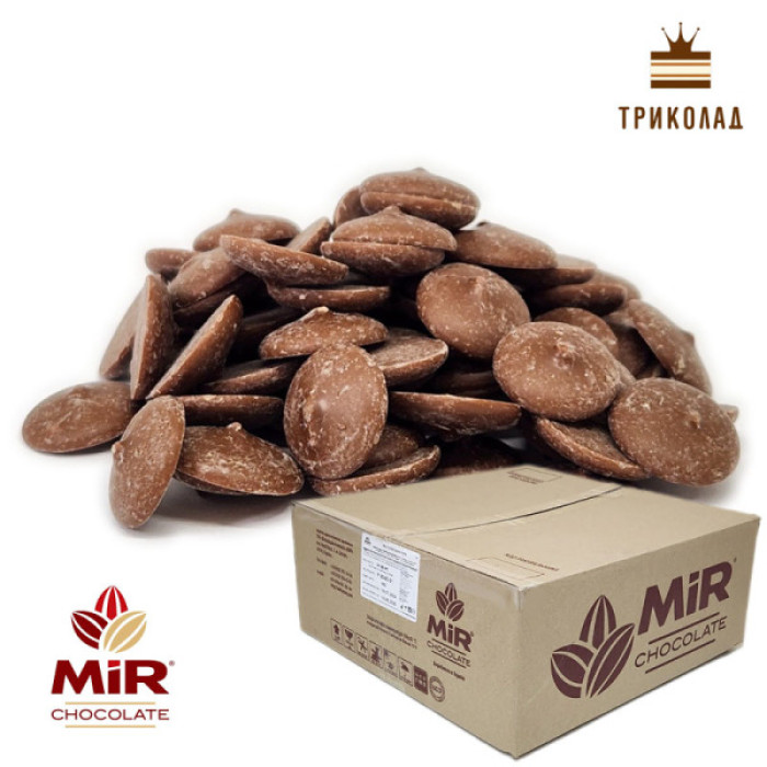 Маса шоколадна молочна 36% (M 3634-02, краплі) ТМ МiR ящик 15 кг Маса шоколадна молочна 36% (M 3634-02, краплі) ТМ МiR ящик 15 кг