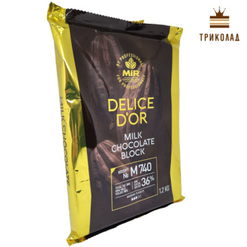 Шоколад молочний 36% М740 ТМ Delice D'or шокоблок (плита) 1,2 кг
