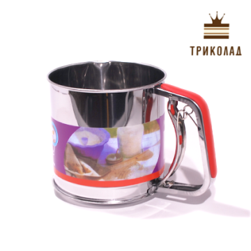 Кухоль-сито з подвійним просіюванням (силіконова ручка) h 12,5 см, верх d 12,5 см, низ d 9 см, Китай, 1 шт.