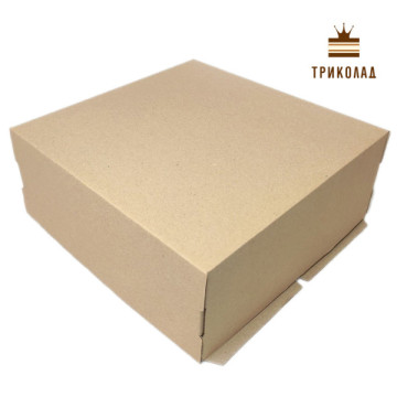 Коробка крафт ретро для торта 250 х 250 х h100 мм, Україна, AP, 3 шт.