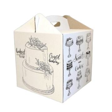 Коробка для торта 30*30*30 см (принт мікс), набір з 3 коробок