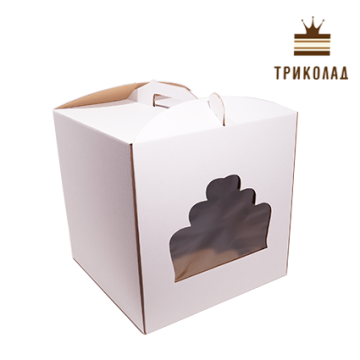 Коробка для торта з фігурним вікном 300*300*300 мм, біла, LP, 60 шт.