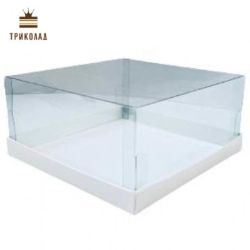 Коробка для бенто-торту Акваріум 170х170х80 мм, біла, LP, 3 шт