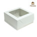 Коробка для бенто-торту 14×14×7 см біла з вікном, Cbox, 3 шт.