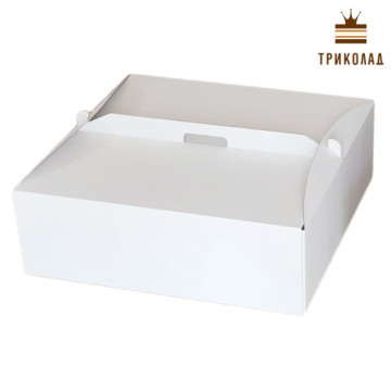 Коробка для італійського торта 600 x 600 x 200 мм біла з мікрогофри (1 шт.)
