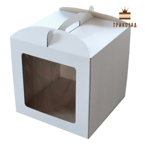 Коробка для торта 300 x 300 x 300 мм з мікрогофри з вікном набір 3 шт.