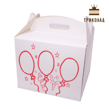 Коробка для торта 30*30*25 см, принт кулі, 3 шт