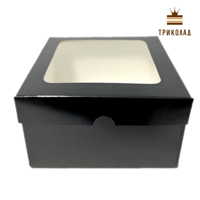 Коробка з вікном чорна для бенто-торта 160 х 160 х h90 мм, LP, Україна, набір 3 шт. Коробка з вікном чорна для бенто-торта 160 х 160 х h90 мм, LP, Україна, набір 3 шт.