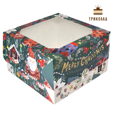Лускунчик Merry Christmas. Коробка під бенто-торт 170 х 170 х 105 мм з вікном VP Україна 3 шт.