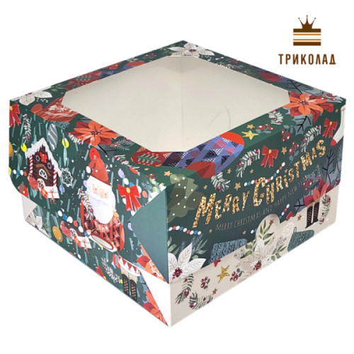 Лускунчик Merry Christmas. Коробка під бенто-торт 170 х 170 х 105 мм з вікном VP Україна 3 шт.