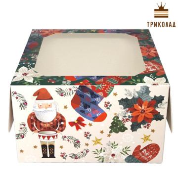 Лускунчик Merry Christmas. Коробка під бенто-торт 170 х 170 х 105 мм з вікном VP Україна 3 шт.
