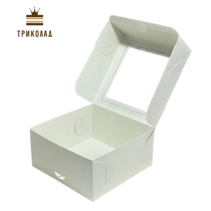 Коробка для бенто-торту 14×14×7 см біла з вікном, Cbox, 3 шт. Коробка для бенто-торту 14×14×7 см біла з вікном, Cbox, 3 шт.
