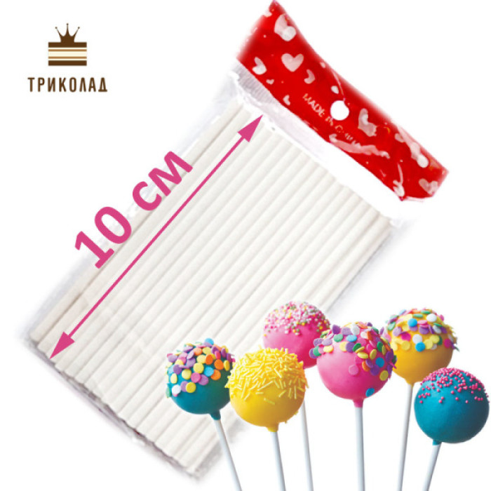 Палички для кейк-попсів білі 10 см SNS Китай 1 упак 40+ шт Палички для кейк-попсів білі 10 см SNS Китай 1 упак 40+ шт