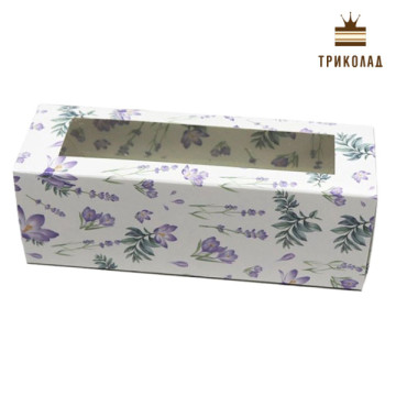 Коробка для макаронів, з вікном. Квіти. 15,5 х 5 х 5,3 см, 3 шт.