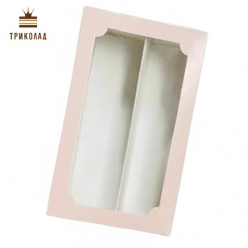 Коробка для макаронс, на два ряди з вікном, пудра 20 х 12 х 6 см, LP 3 шт.