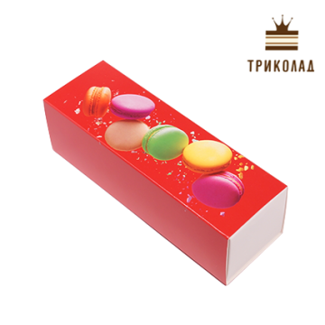Коробка для макаронс, принт Macarons (червона) 170*55*50, LP, 3 шт.