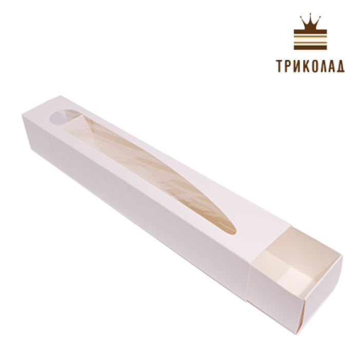Коробка для макаронів біла з кутовим вікном 29*5*4 см, 3 шт.