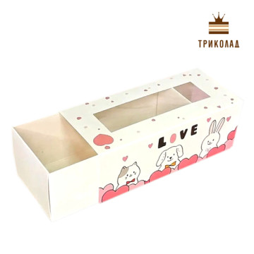Love (песик, котик, зайчик). Коробка для макаронів 140 х 50 х 60 мм, Україна VTP, комплект 3 шт.