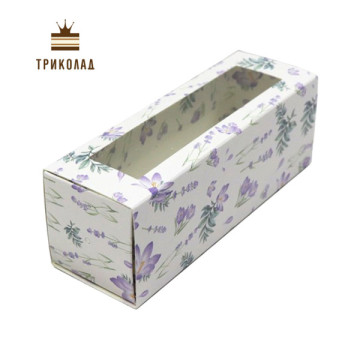 Коробка для макаронів, з вікном. Квіти. 15,5 х 5 х 5,3 см, 3 шт.