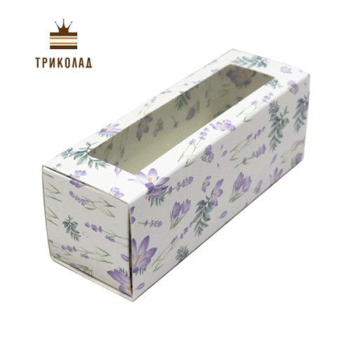 Коробка для макаронів, з вікном. Квіти. 15,5 х 5 х 5,3 см, 3 шт.