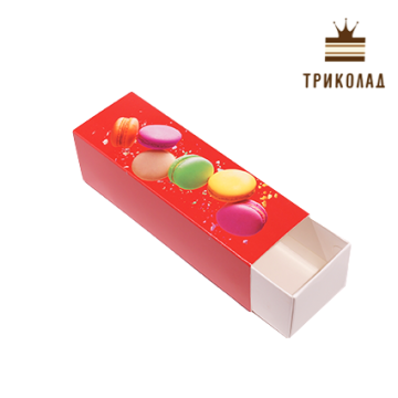 Коробка для макаронс, принт Macarons (червона) 170*55*50, LP, 3 шт.