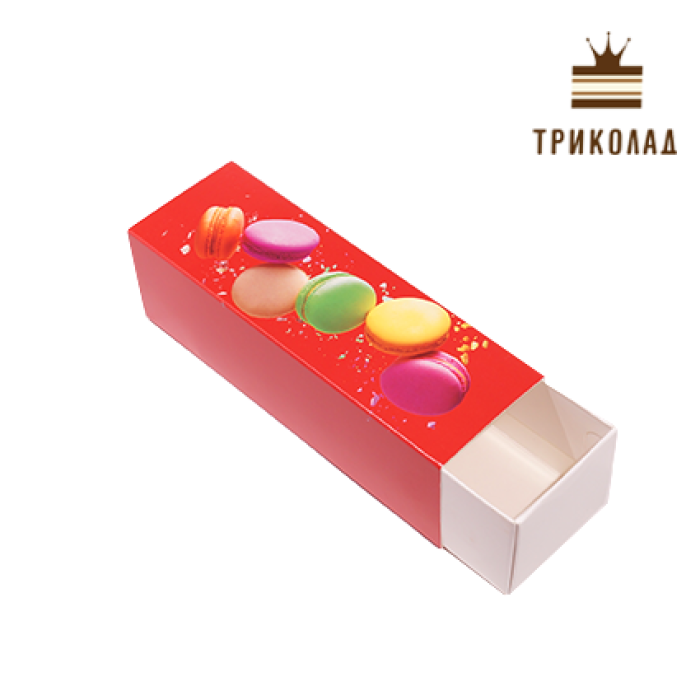Коробка для макаронс, принт Macarons (червона) 170*55*50, LP, 3 шт.