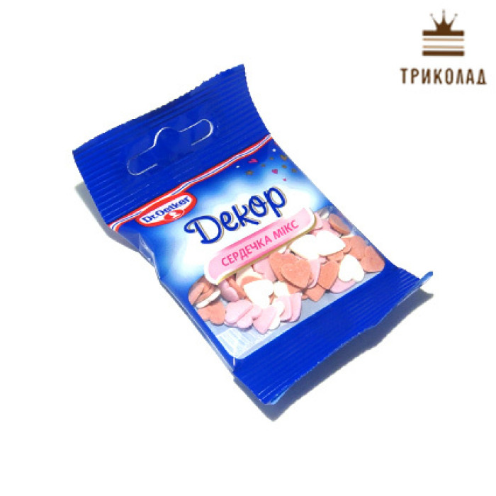 Декор сердечка мікс Dr.Oetker, 10 г Декор сердечка мікс Dr.Oetker, 10 г