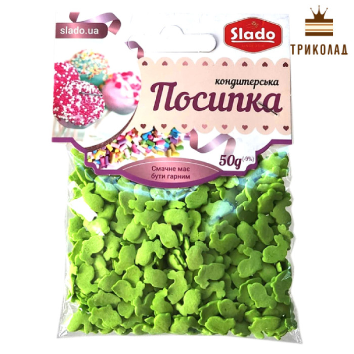 Зайчики салатові. Фігурна посипка (П269). ТМ Сладо, Україна, 100 г Зайчики салатові. Фігурна посипка (П269). ТМ Сладо, Україна, 100 г