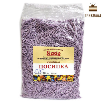 Палички лавандові. Посипка-вермішель (815) в пакеті, ТМ Сладо, Україна, нетто 100 г