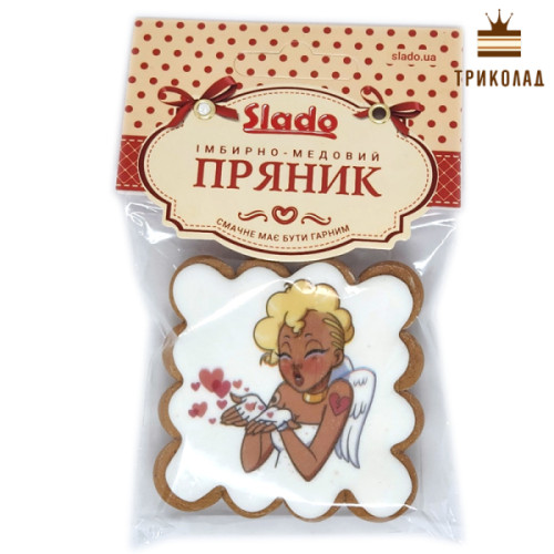 Валентина. Пряник 7,5 х 7,5 см (44 г) імбирно-медовий ТМ Сладо, Україна, 1 шт.