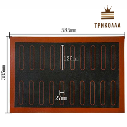 Килимок силіконовий перфорований з розміткою під еклери 20 шт., 125 мм, 59*38,5 см