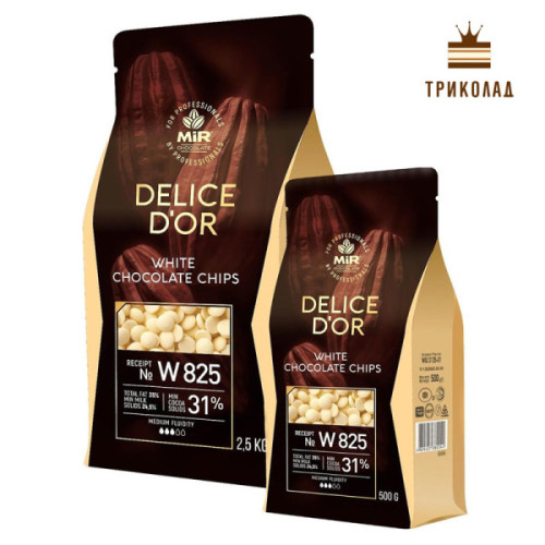 Шоколад білий 31% диски W825 ТМ Delice D'or (WIU 3135-01) фасування 200 г