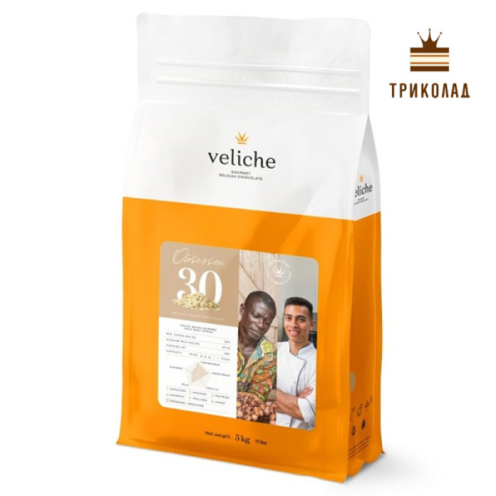 Шоколад білий 30% Obsession в калетах ТМ Veliche, 5 кг Шоколад білий 30% Obsession в калетах ТМ Veliche, 5 кг