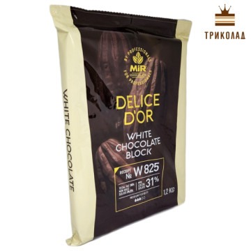 Шоколад білий 31% W825 ТМ Delice D'or шокоблок (плита) 1,2 кг