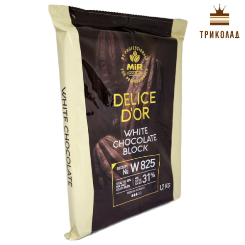 Шоколад білий 31% W825 ТМ Delice D'or шокоблок (плита) 1,2 кг