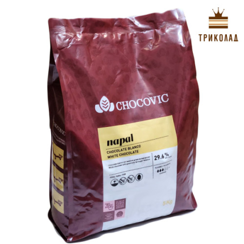 Шоколад білий кувертюр Napal 29.6% диски ТМ Chocovic пачка 5 кг