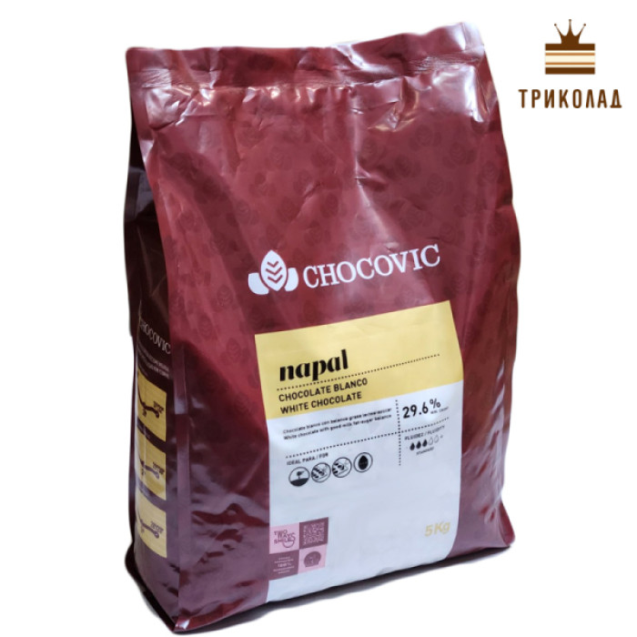 Шоколад білий кундюр Napal 29.6% диски ТМ Chocovic фасування 1 кг