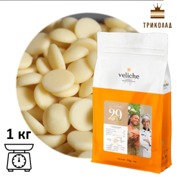 Шоколад білий кувертюр White Delight 29% ТМ Veliche в дисках ТМ Veliche, 1 кг