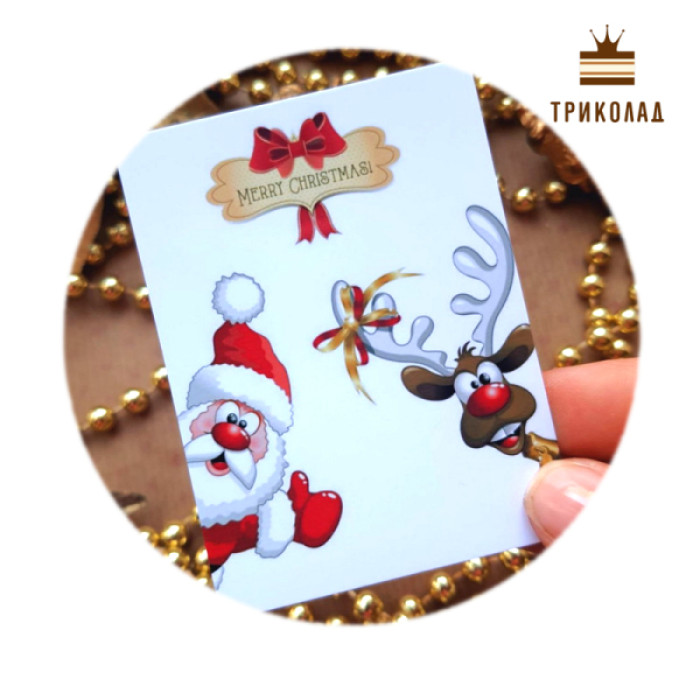 Санта з Оленем (Merry Christmas). Листівка картонна 58 х 78 мм, BB Україна, комплект 10 шт. Санта з Оленем (Merry Christmas). Листівка картонна 58 х 78 мм, BB Україна, комплект 10 шт.