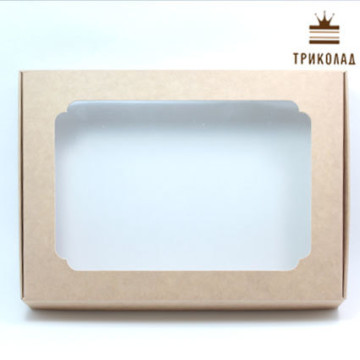 Коробка для пряників крафт з вікном, 15*20*3 см., 3 шт.