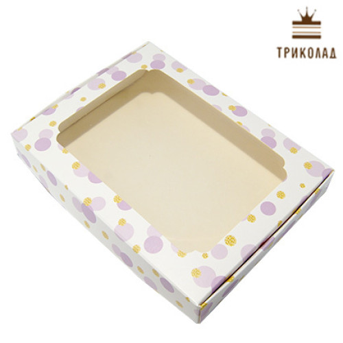 Коробка для пряників з вікном, 20*15*3 см, сирен горох, 3 шт.