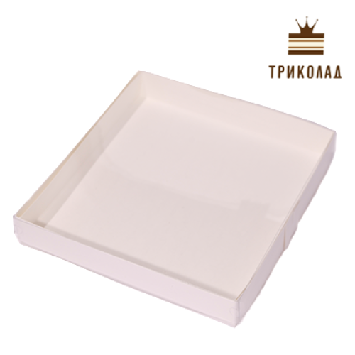 Коробка для пряників, 20*19*3 см, з пластиковою кришкою, біла, 3 шт.