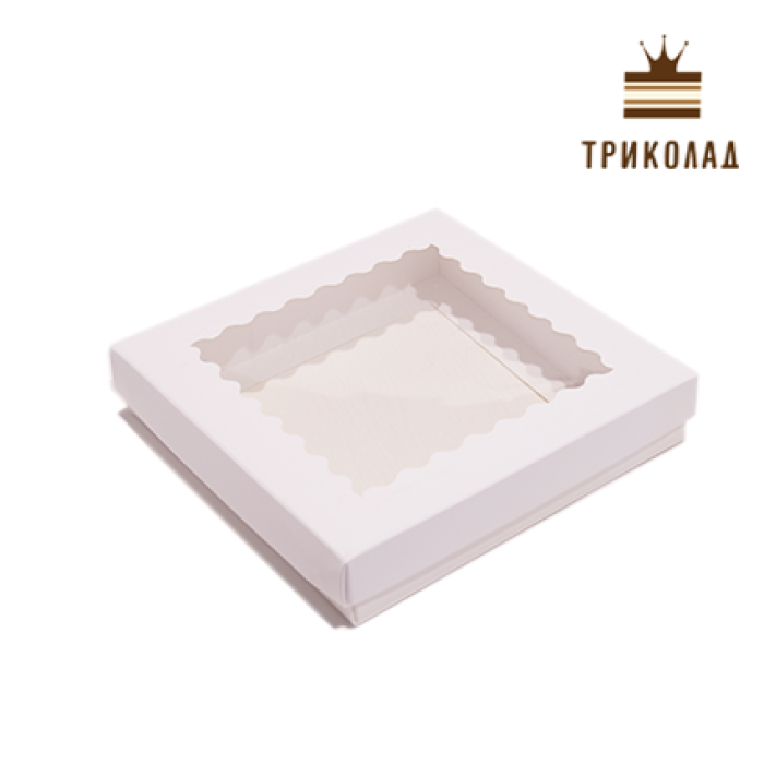 Коробка для пряників біла з віконцем 150*150*30, ТМ Cresco