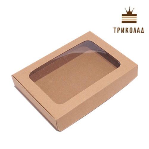 Коробка для пряників крафт з вікном 200*150*30 мм, ТМ Cresco, 3 шт.