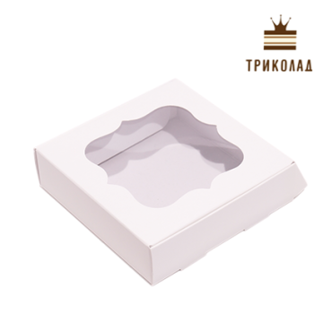 Коробка для пряників біла, із вікном, 110*110*30 мм., ТМ Cresco, 3 шт.