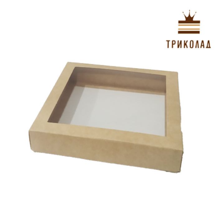 Коробка для пряників 15*15*3, крафт з рівним вікном, Cbox, 3 шт Коробка для пряників 15*15*3, крафт з рівним вікном, Cbox, 3 шт